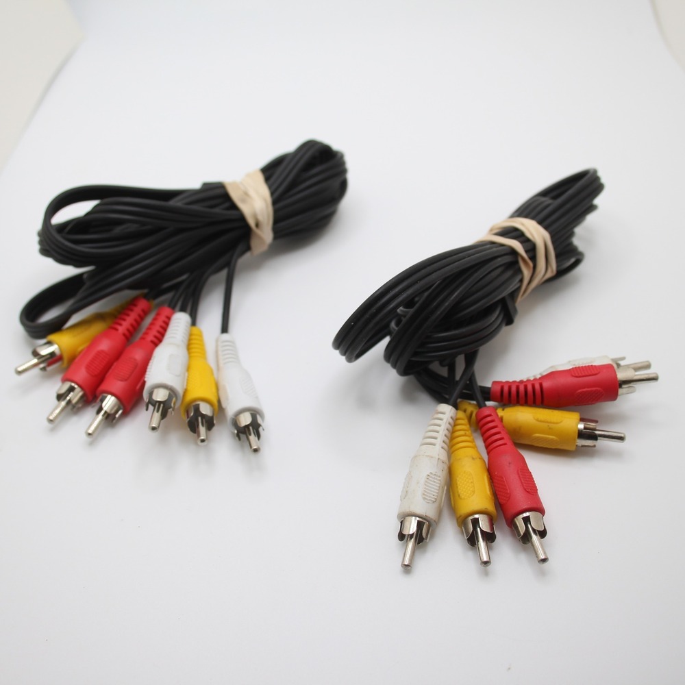 Two Sets of RCA Audio Video Cables Composite Cable‎ Connector Red White Yellow